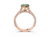 Rose gold Fancy Green Heart  Diamond Solitaire with Pave Band and Six-Prong Setting_3