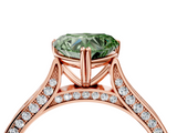 Rose gold Fancy Green Heart  Diamond Solitaire with Pave Band and Six-Prong Setting_4