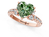 Rose gold Fancy Green Heart  Diamond Three-Stone Pave Band with Four-Prong Setting_1