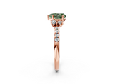 Rose gold Fancy Green Heart  Diamond Three-Stone Pave Band with Four-Prong Setting_2