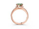 Rose gold Fancy Green Heart  Diamond Three-Stone Pave Band with Four-Prong Setting_3
