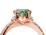 Rose gold Fancy Green Heart  Diamond Three-Stone Pave Band with Four-Prong Setting_4