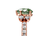 Rose gold Fancy Green Heart  Diamond Three-Stone Pave Band with Four-Prong Setting_5