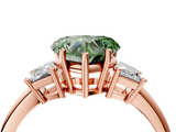 Rose gold Fancy Green Heart  Diamond Three-Stone Ring with Trapezoid Side Stones and Prong Setting_4