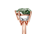 Rose gold Fancy Green Heart  Diamond Three-Stone Ring with Trapezoid Side Stones and Prong Setting_5
