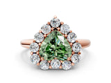 Rose gold Fancy Green Heart  Halo Cluster Diamond Engagement Ring with Prong Setting and Polished Band_69