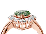 Rose gold Fancy Green Heart  Halo Cluster Diamond Engagement Ring with Prong Setting and Polished Band_73