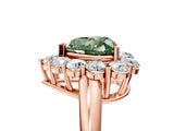 Rose gold Fancy Green Heart  Halo Cluster Diamond Engagement Ring with Prong Setting and Polished Band_74