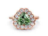 Rose gold Fancy Green Heart  Halo Cluster Diamond Engagement Ring with Solitaire Band and Prong Setting_30