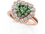 Rose gold Fancy Green Heart  Halo Cluster Diamond Engagement Ring with Solitaire Band and Prong Setting_31