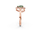 Rose gold Fancy Green Heart  Halo Cluster Diamond Engagement Ring with Solitaire Band and Prong Setting_32