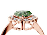 Rose gold Fancy Green Heart  Halo Cluster Diamond Engagement Ring with Solitaire Band and Prong Setting_34