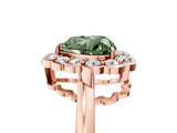 Rose gold Fancy Green Heart  Halo Cluster Diamond Engagement Ring with Solitaire Band and Prong Setting_35