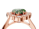 Rose gold Fancy Green Heart  Halo Diamond Cluster Engagement Ring with Milgrain Bezel Setting and Solitaire Band_49