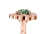 Rose gold Fancy Green Heart  Halo Diamond Cluster Engagement Ring with Milgrain Bezel Setting and Solitaire Band_50