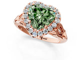 Rose gold Fancy Green Heart  Halo Diamond Engagement Ring with Filigree Band and Four-Prong Setting_82