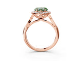 Rose gold Fancy Green Heart  Halo Diamond Engagement Ring with Filigree Band and Four-Prong Setting_84