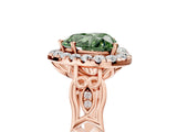 Rose gold Fancy Green Heart  Halo Diamond Engagement Ring with Filigree Band and Four-Prong Setting_86