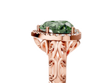 Rose gold Fancy Green Heart  Halo Diamond Engagement Ring with Intricate Filigree Band and Four-Prong Setting_5