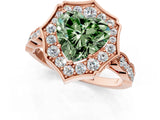 Rose gold Fancy Green Heart  Halo Diamond Engagement Ring with Milgrain Band and Four-Prong Setting_19