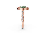 Rose gold Fancy Green Heart  Halo Diamond Engagement Ring with Milgrain Band and Four-Prong Setting_20