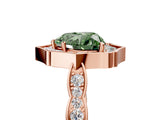 Rose gold Fancy Green Heart  Halo Diamond Engagement Ring with Milgrain Band and Four-Prong Setting_23