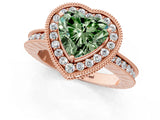 Rose gold Fancy Green Heart  Halo Diamond Engagement Ring with Milgrain Pave Band and Four-Prong Setting_52