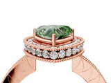 Rose gold Fancy Green Heart  Halo Diamond Engagement Ring with Milgrain Pave Band and Four-Prong Setting_55