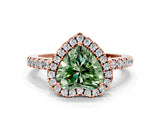 Rose gold Fancy Green Heart  Halo Diamond Engagement Ring with Pavé Band and Four-Prong Setting_20