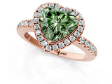 Rose gold Fancy Green Heart  Halo Diamond Engagement Ring with Pavé Band and Four-Prong Setting_21