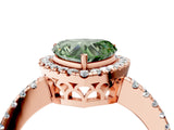 Rose gold Fancy Green Heart  Halo Diamond Engagement Ring with Pavé Band and Four-Prong Setting_24