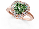 Rose gold Fancy Green Heart  Halo Diamond Engagement Ring with Solitaire Band and Four-Prong Setting_1