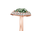 Rose gold Fancy Green Heart  Halo Diamond Engagement Ring with Solitaire Band and Four-Prong Setting_5
