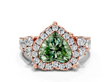 Rose gold Fancy Green Heart  Halo Diamond Engagement Ring with Split Shank and Four-Prong Setting_23