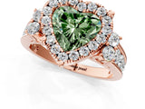 Rose gold Fancy Green Heart  Halo Diamond Engagement Ring with Split Shank and Four-Prong Setting_24