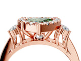 Rose gold Fancy Green Heart  Halo Diamond Engagement Ring with Split Shank and Four-Prong Setting_27