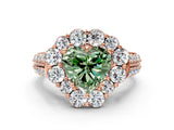 Rose gold Fancy Green Heart  Halo Diamond Engagement Ring with Split Shank and Prong Setting_30