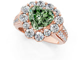 Rose gold Fancy Green Heart  Halo Diamond Engagement Ring with Split Shank and Prong Setting_31