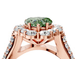 Rose gold Fancy Green Heart  Halo Diamond Engagement Ring with Split Shank and Prong Setting_34