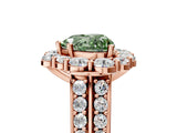 Rose gold Fancy Green Heart  Halo Diamond Engagement Ring with Split Shank and Prong Setting_35