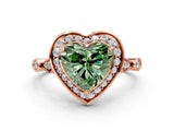 Rose gold Fancy Green Heart  Halo Diamond Engagement Ring with Twisted Band and Four-Prong Setting 1