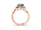 Rose gold Fancy Green Heart  Halo Diamond Engagement Ring with Twisted Band and Four-Prong Setting 4