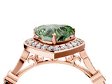 Rose gold Fancy Green Heart  Halo Diamond Engagement Ring with Twisted Band and Four-Prong Setting 5