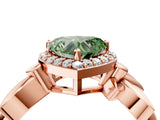 Rose gold Fancy Green Heart  Halo Diamond Floral Band with Four-Prong Setting_38