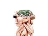 Rose gold Fancy Green Heart  Halo Diamond Floral Band with Four-Prong Setting_39