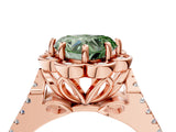 Rose gold Fancy Green Heart  Halo Diamond Floral Split Shank Engagement Ring 5