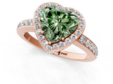 Rose gold Fancy Green Heart  Halo Diamond Pavé Band Ring with Prong Setting_1