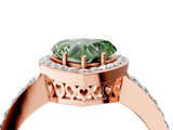 Rose gold Fancy Green Heart  Halo Diamond Pavé Band Ring with Prong Setting_4