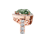 Rose gold Fancy Green Heart  Halo Diamond Pavé Band Ring with Prong Setting_5