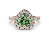 Rose gold Fancy Green Heart  Halo Diamond Pavé Solitaire Ring_33